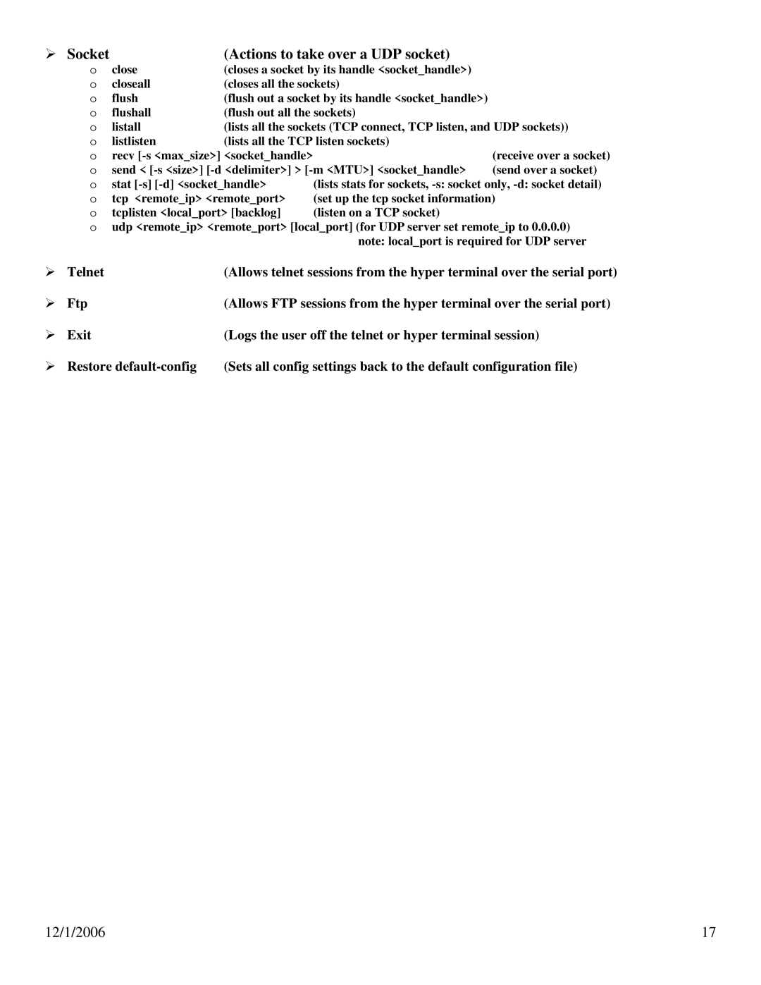 N-Tron 102PC-SE user manual Socket Actions to take over a UDP socket 