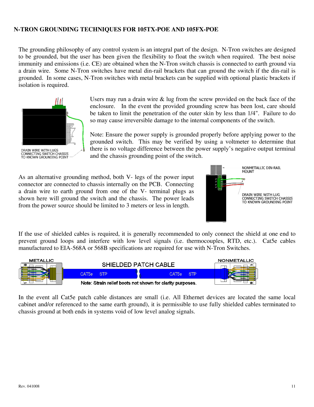 N-Tron user manual Tron Grounding Techniques for 105TX-POE and 105FX-POE 