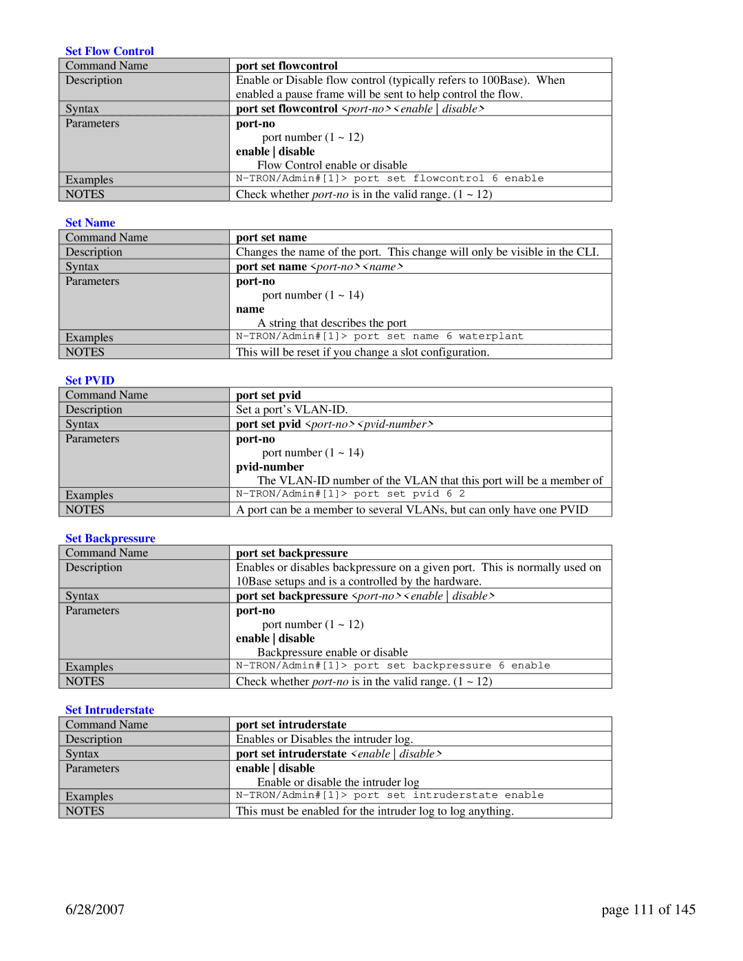 N-Tron 7014TX, 7014FX2, 7014FXE2 user manual 28/2007 111 