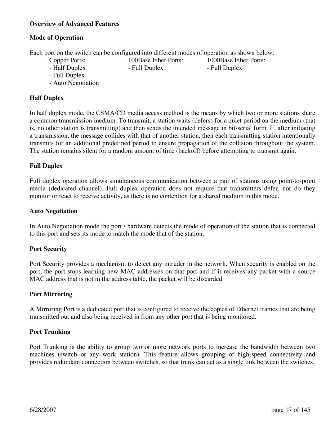 N-Tron 7014FXE2, 7014TX, 7014FX2 user manual Overview of Advanced Features Mode of Operation 