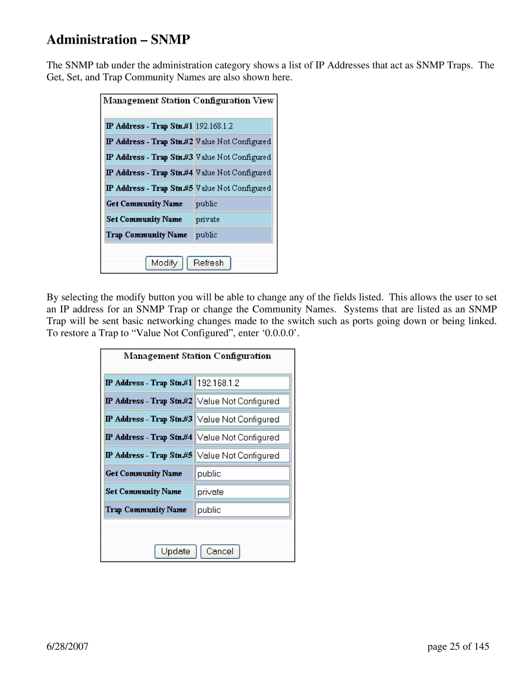 N-Tron 7014FX2, 7014TX, 7014FXE2 user manual Administration Snmp 