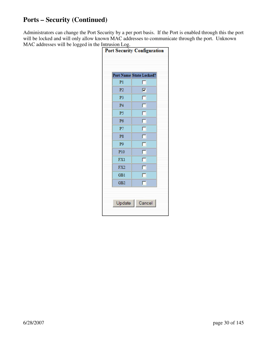 N-Tron 7014TX, 7014FX2, 7014FXE2 user manual Ports Security 