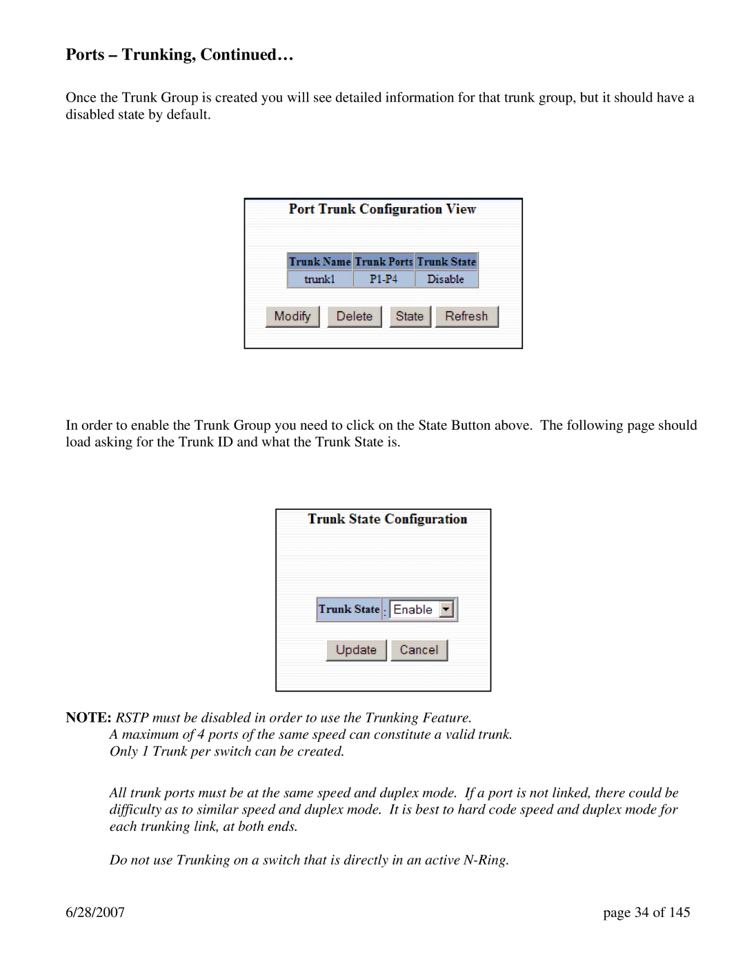 N-Tron 7014FX2, 7014TX, 7014FXE2 user manual Ports Trunking, … 