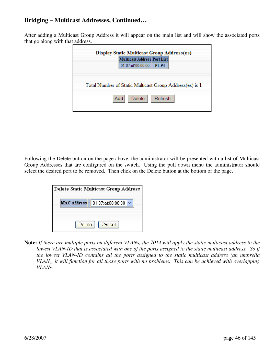 N-Tron 7014FX2, 7014TX, 7014FXE2 user manual Bridging Multicast Addresses, … 