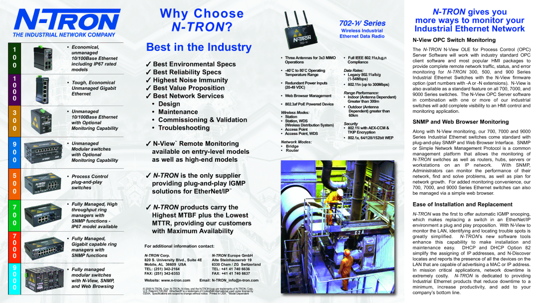 N-Tron 702-W specifications View OPC Switch Monitoring, Snmp and Web Browser Monitoring 