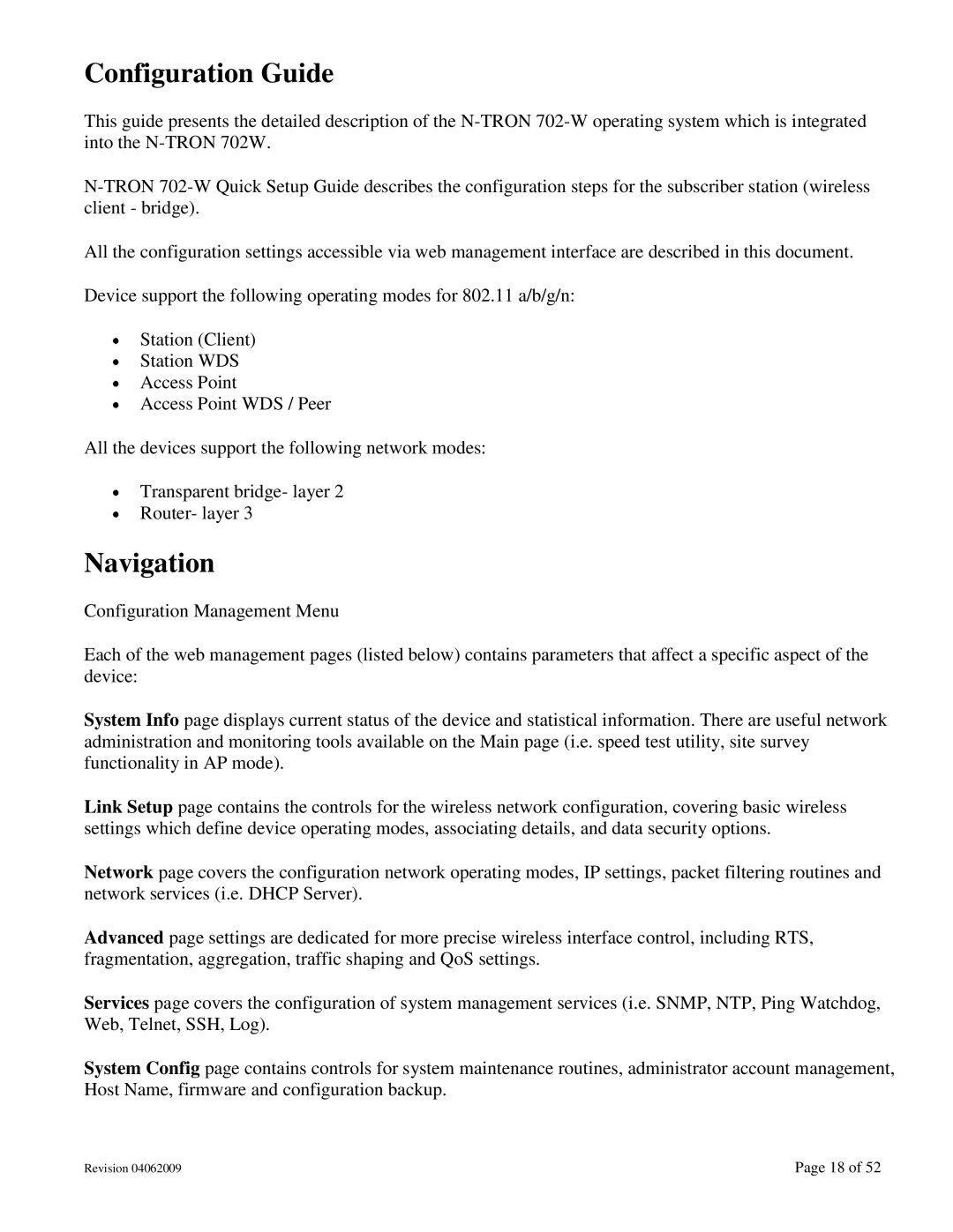 N-Tron 702M12-W user manual Configuration Guide, Navigation 