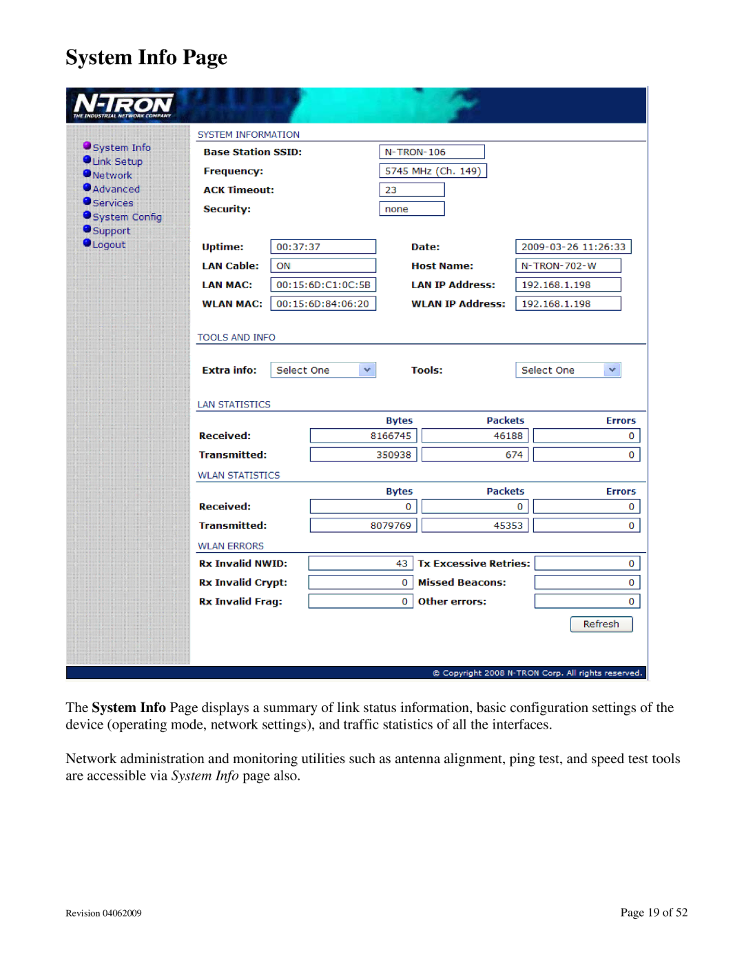 N-Tron 702M12-W user manual System Info 