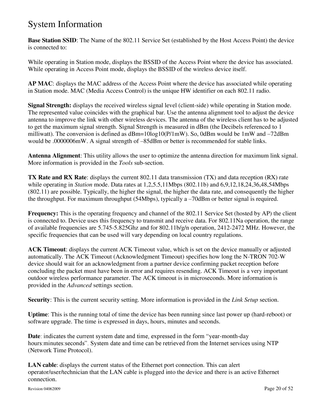 N-Tron 702M12-W user manual System Information 