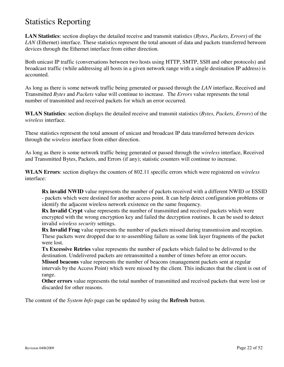 N-Tron 702M12-W user manual Statistics Reporting 