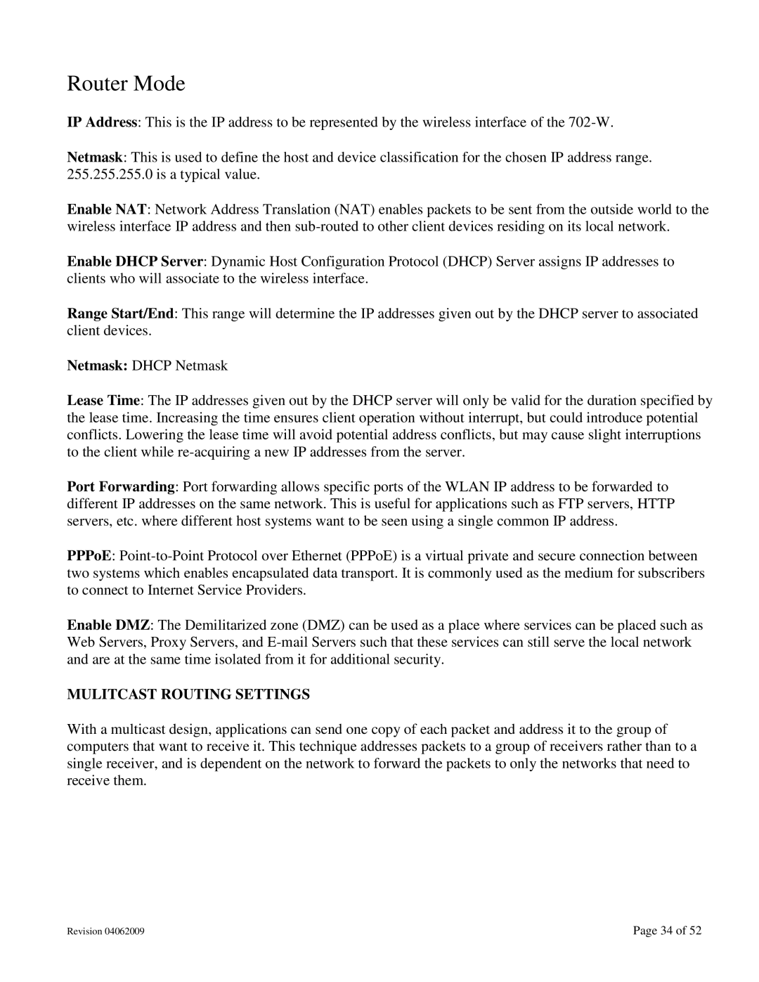 N-Tron 702M12-W user manual Router Mode, Mulitcast Routing Settings 