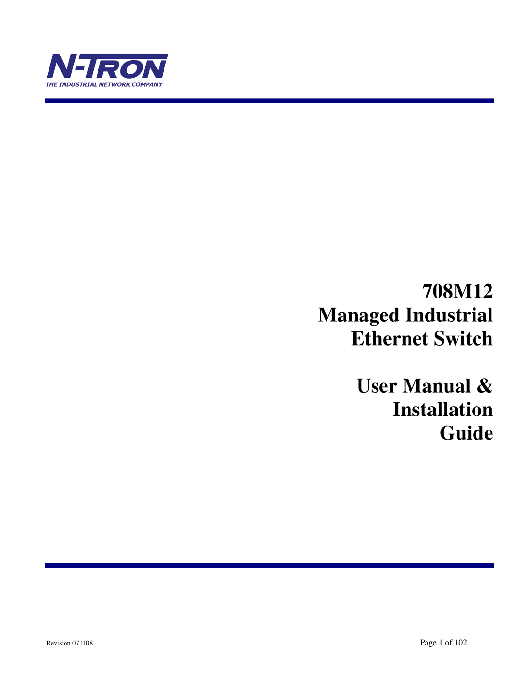 N-Tron user manual 708M12 Managed Industrial Ethernet Switch Installation Guide 