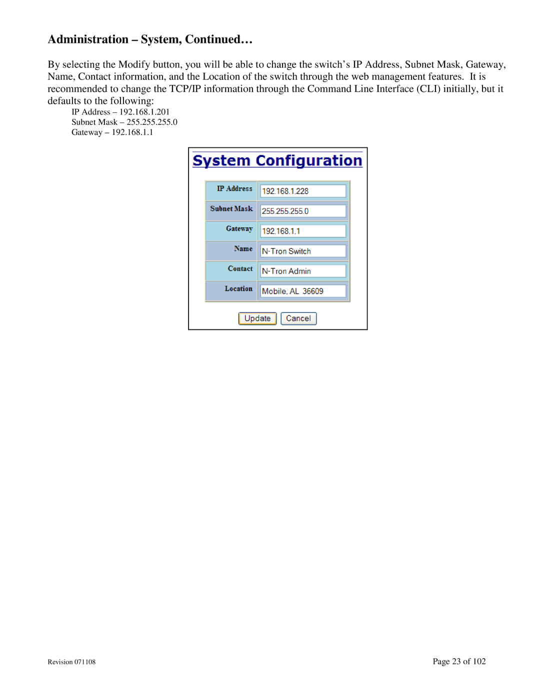 N-Tron 708M12 user manual Administration System, … 