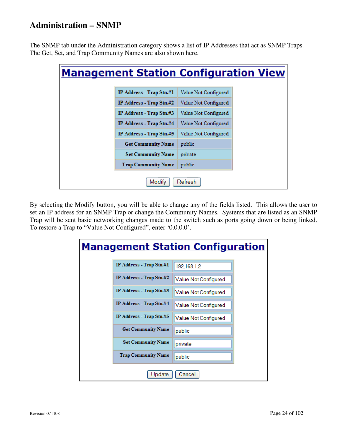 N-Tron 708M12 user manual Administration Snmp 