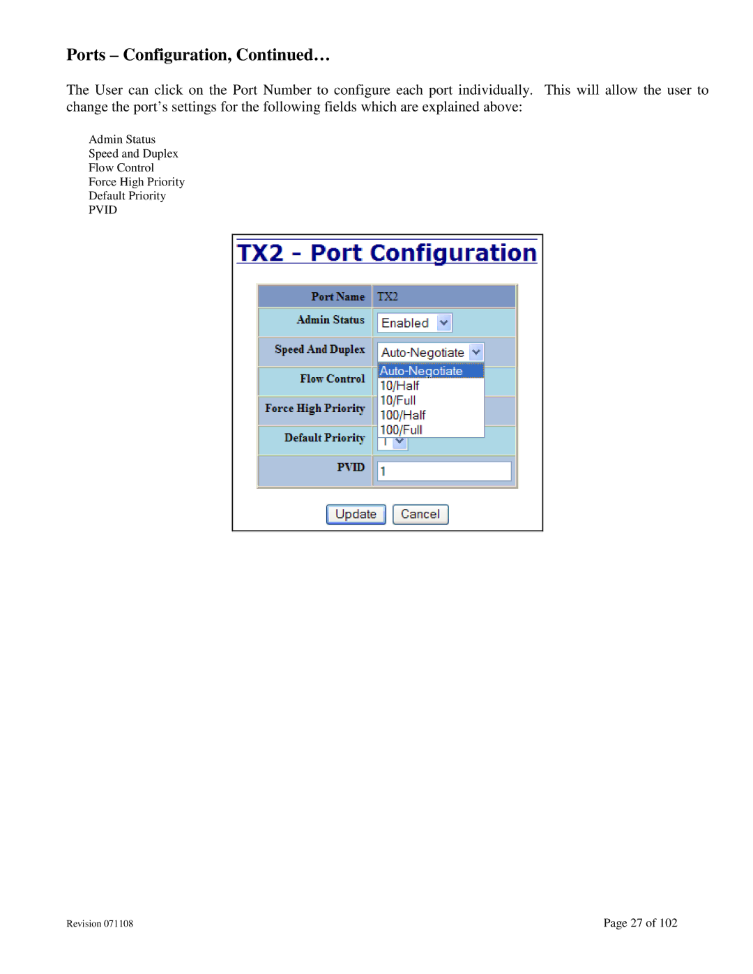 N-Tron 708M12 user manual Ports Configuration, … 