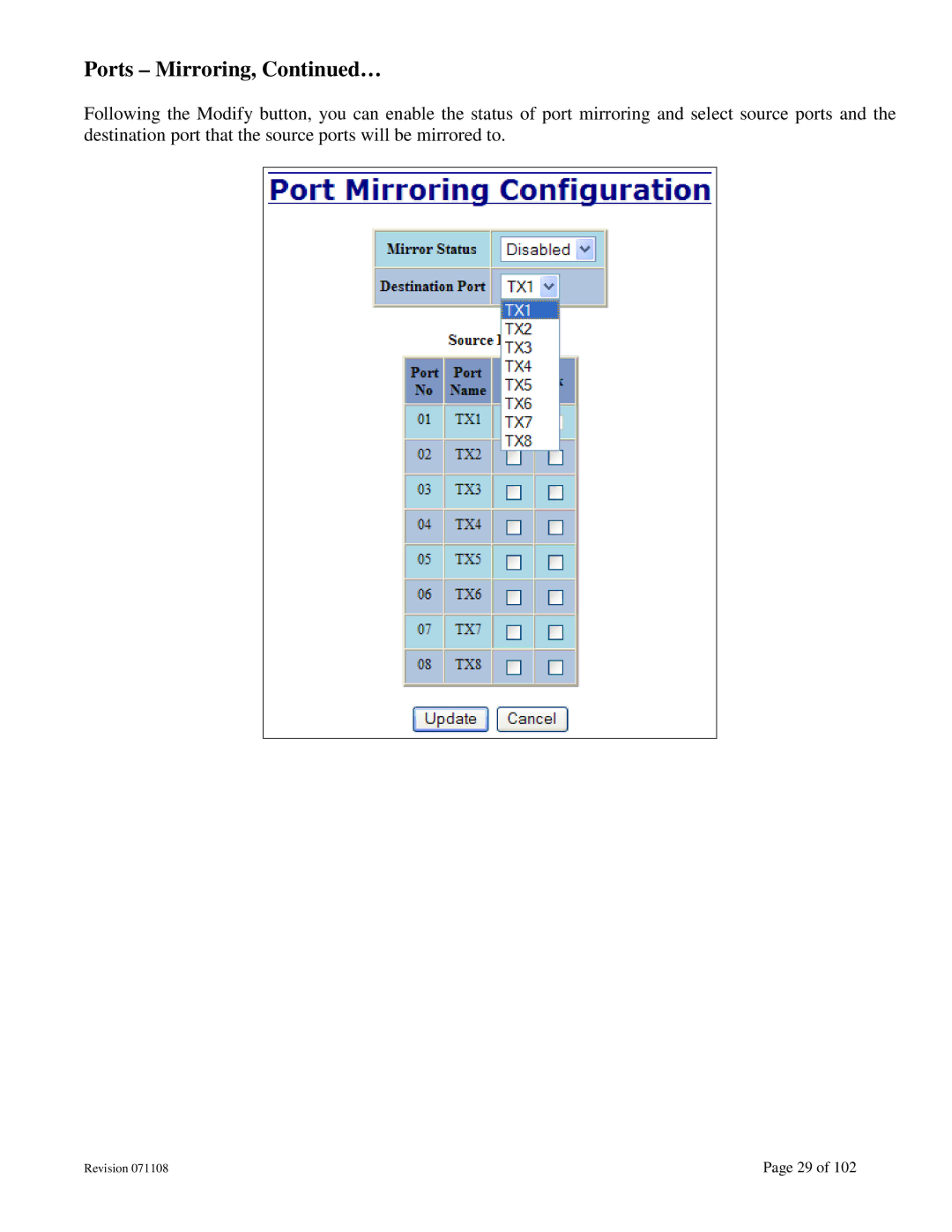 N-Tron 708M12 user manual Ports Mirroring, … 