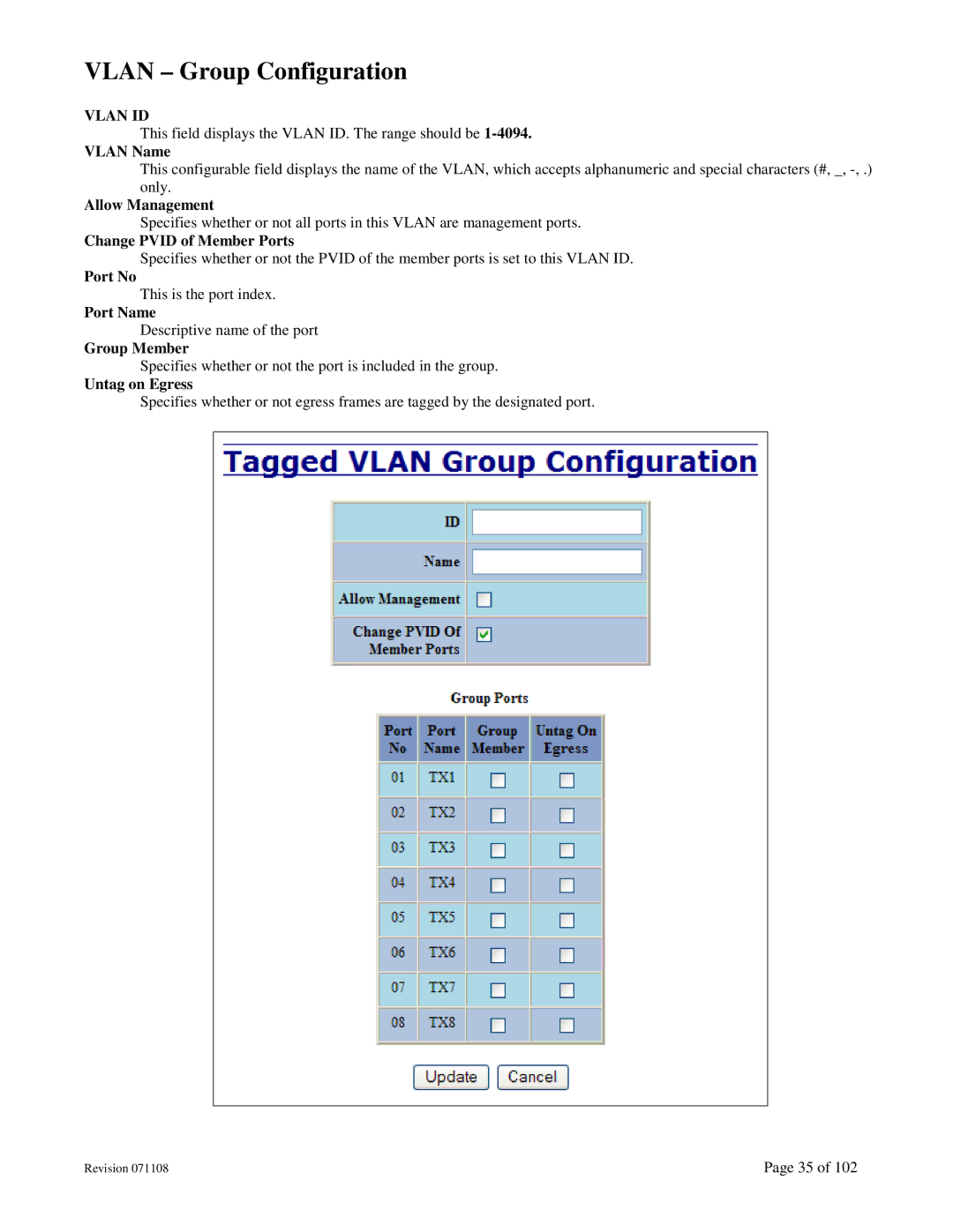 N-Tron 708M12 user manual Vlan Group Configuration 