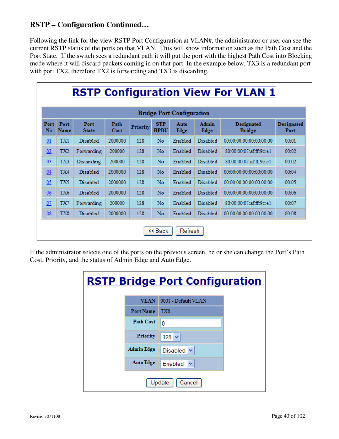 N-Tron 708M12 user manual Rstp Configuration … 