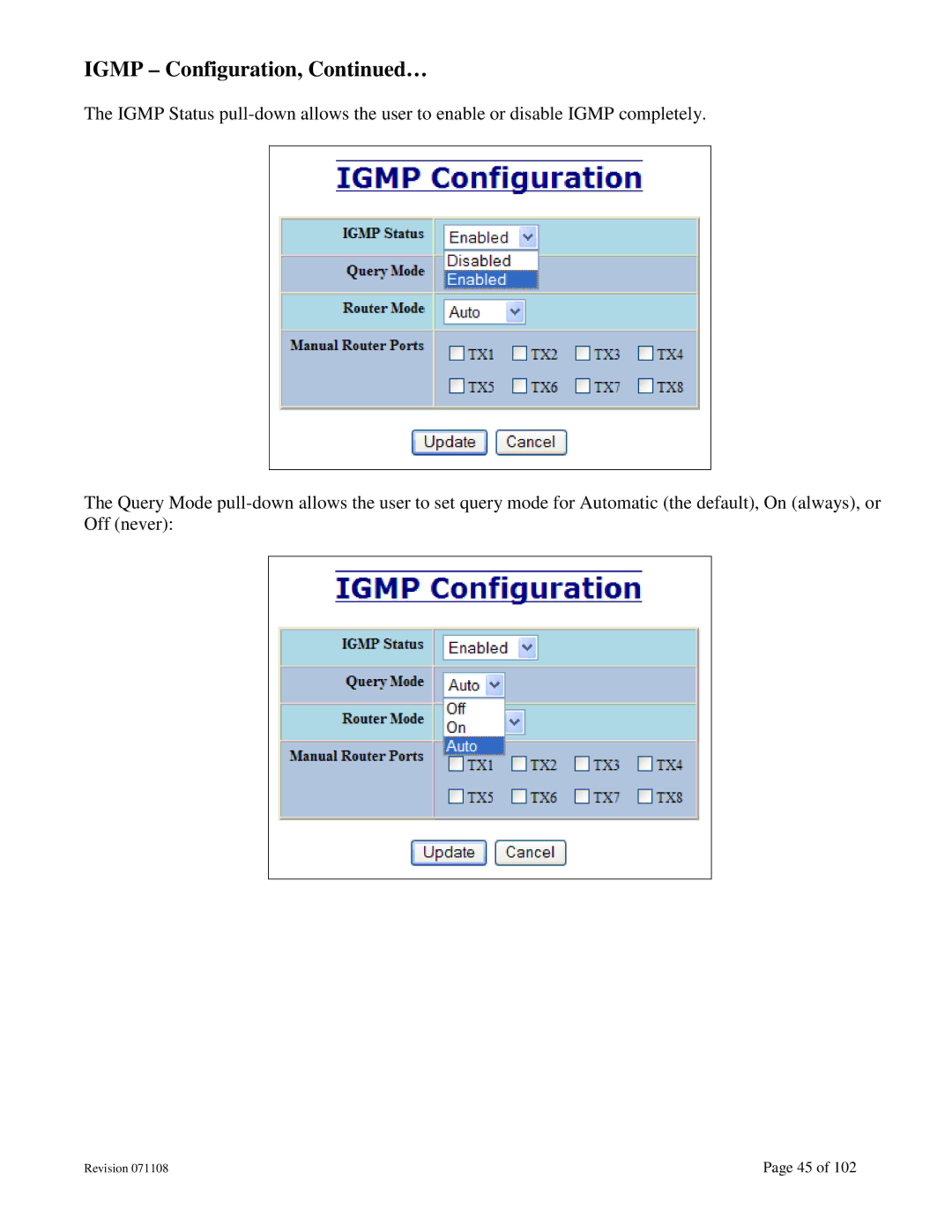 N-Tron 708M12 user manual Igmp Configuration, … 