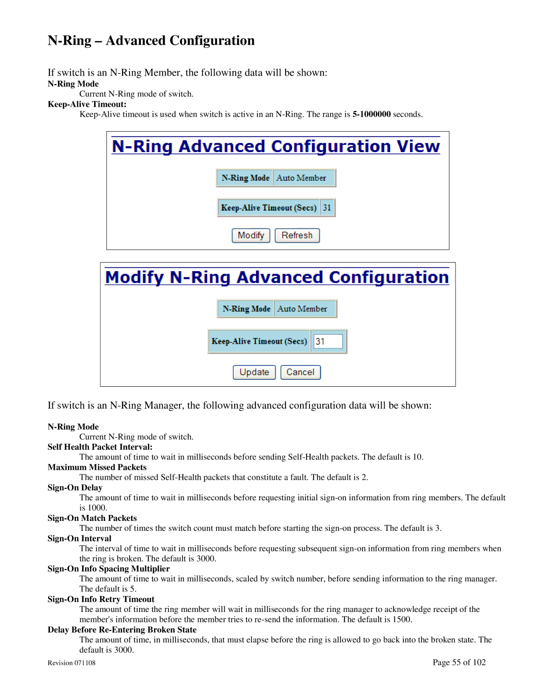 N-Tron 708M12 user manual Ring Advanced Configuration 