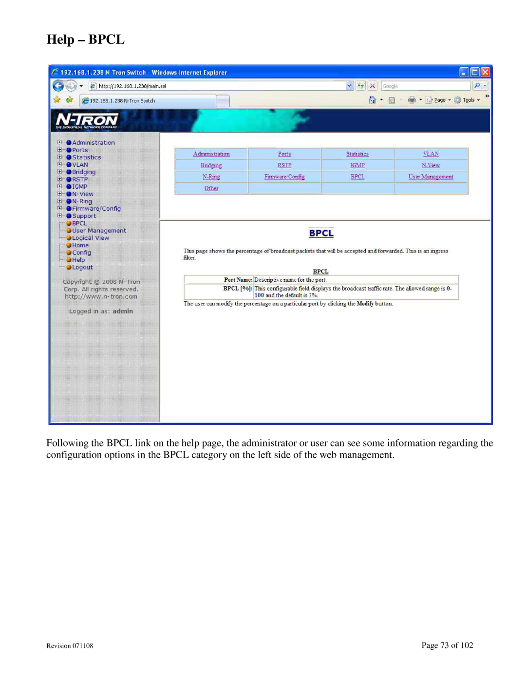 N-Tron 708M12 user manual Help Bpcl 