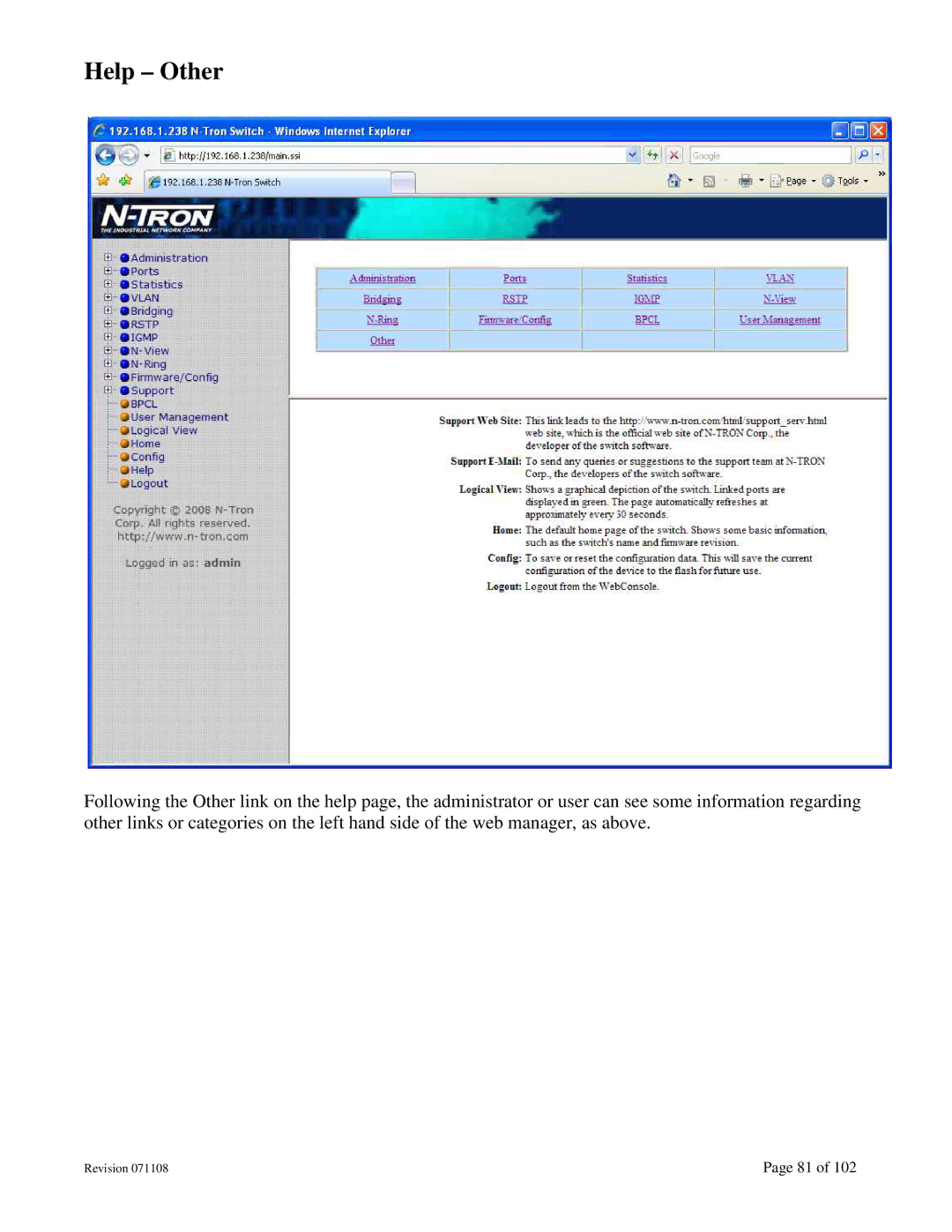 N-Tron 708M12 user manual Help Other 