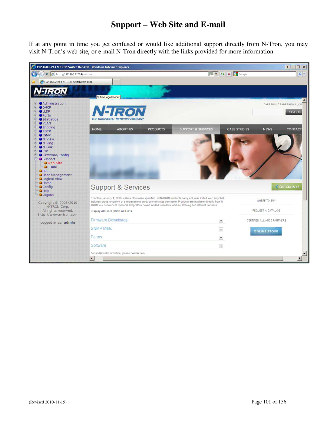 N-Tron 708M12 user manual Support Web Site and E-mail 