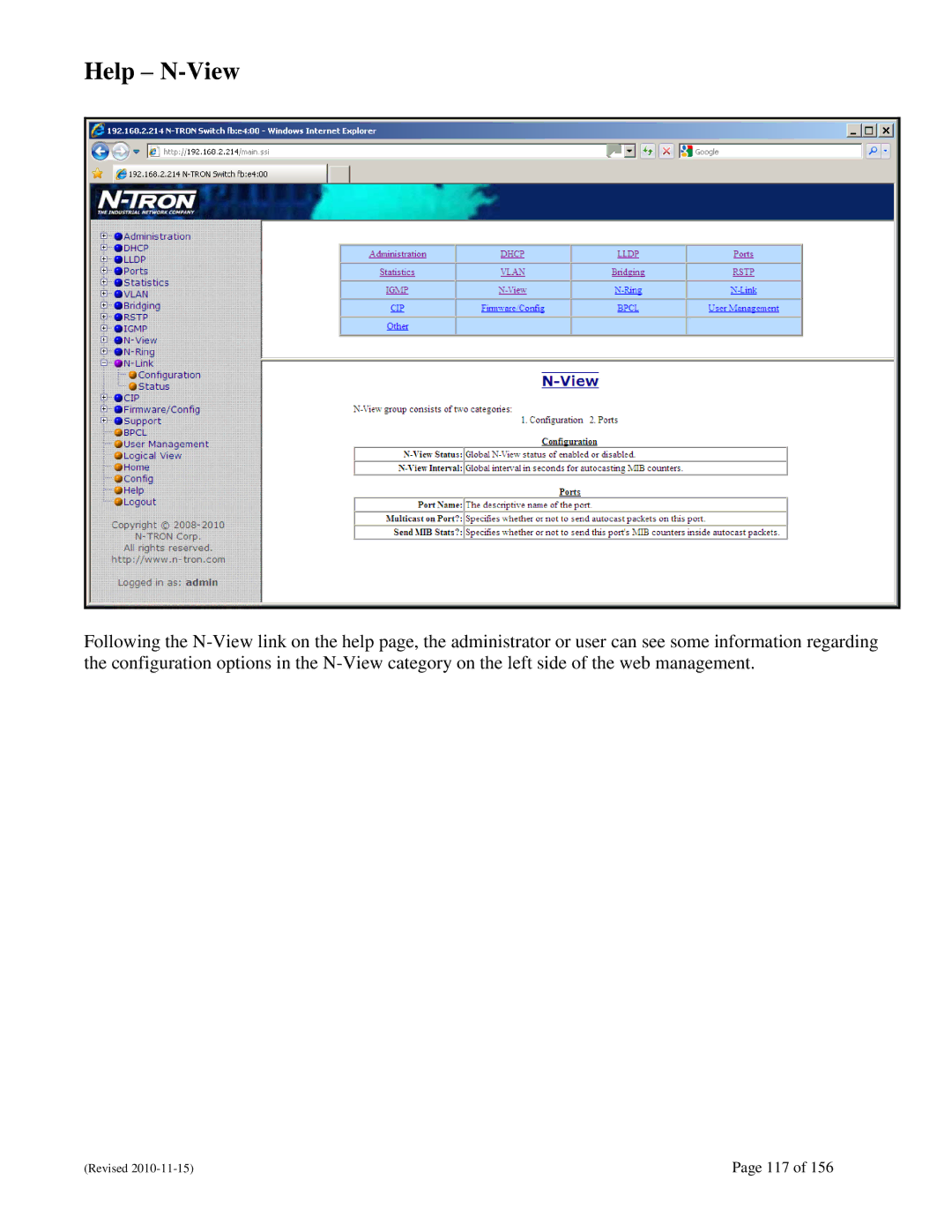 N-Tron 708M12 user manual Help N-View 