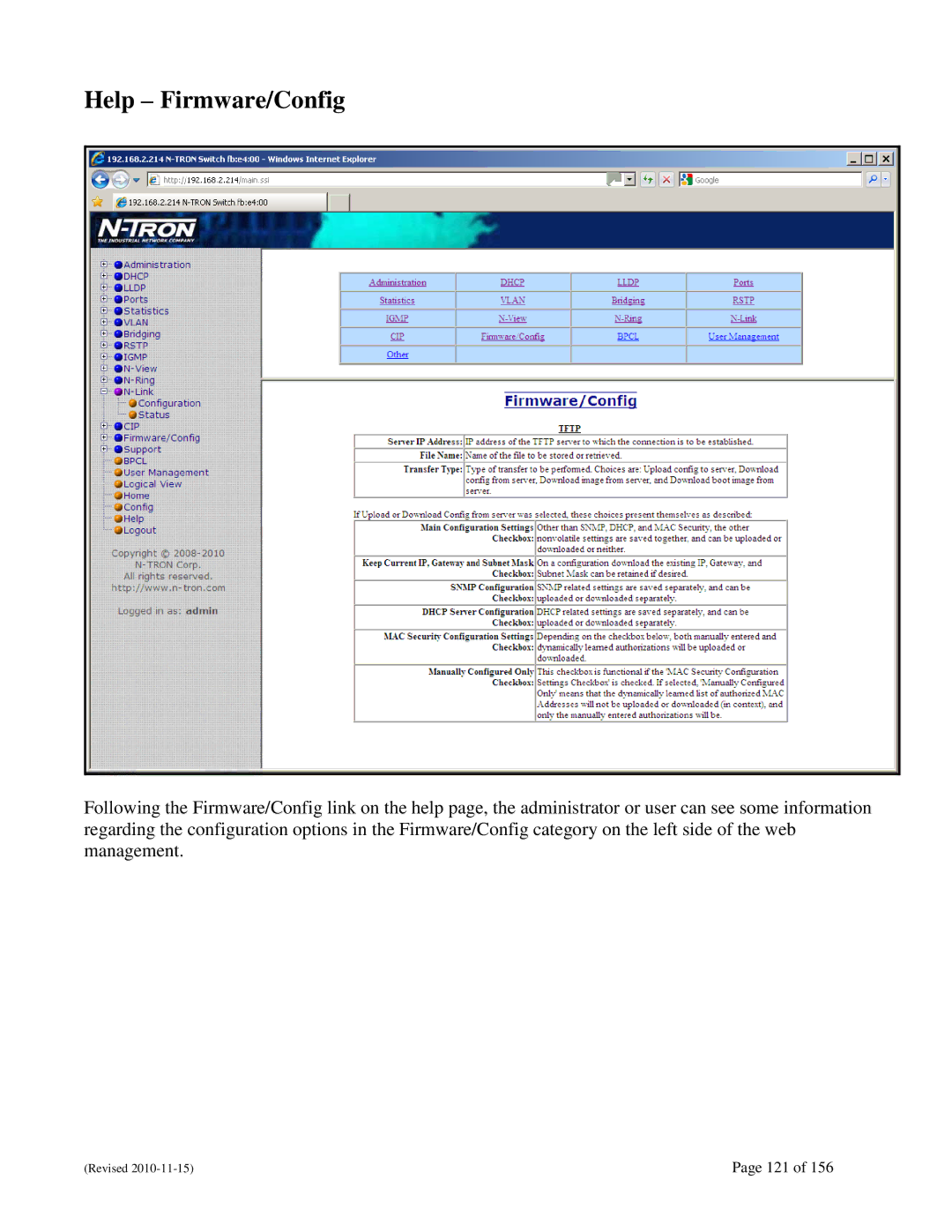 N-Tron 708M12 user manual Help Firmware/Config 