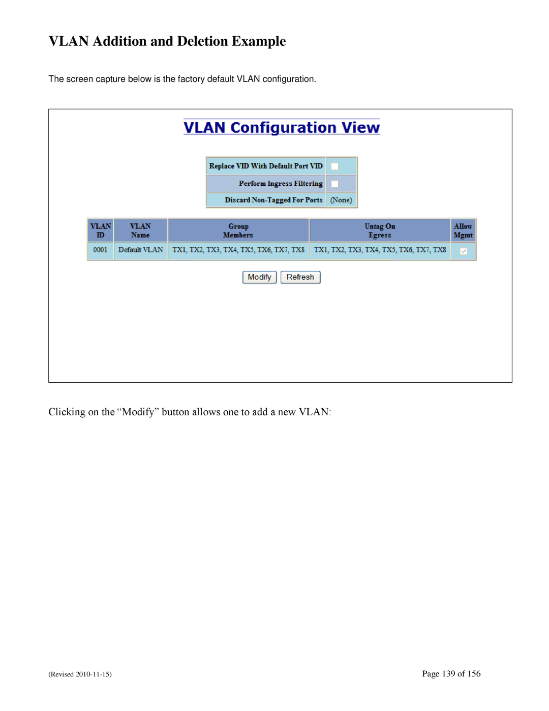 N-Tron 708M12 user manual Vlan Addition and Deletion Example 