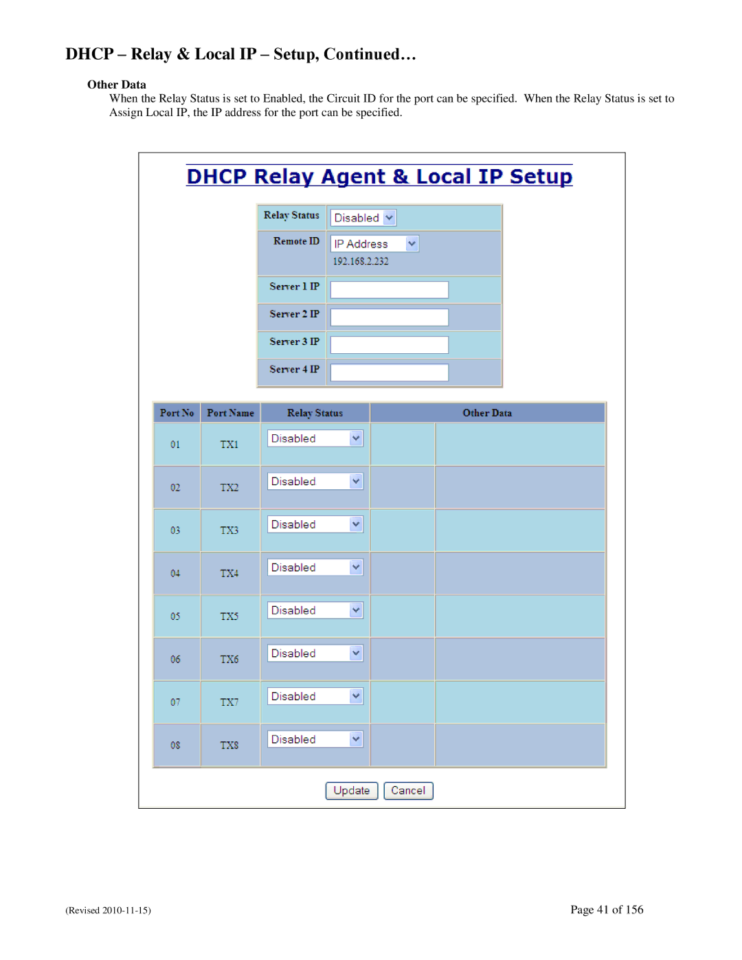 N-Tron 708M12 user manual Dhcp Relay & Local IP Setup, …, Other Data 