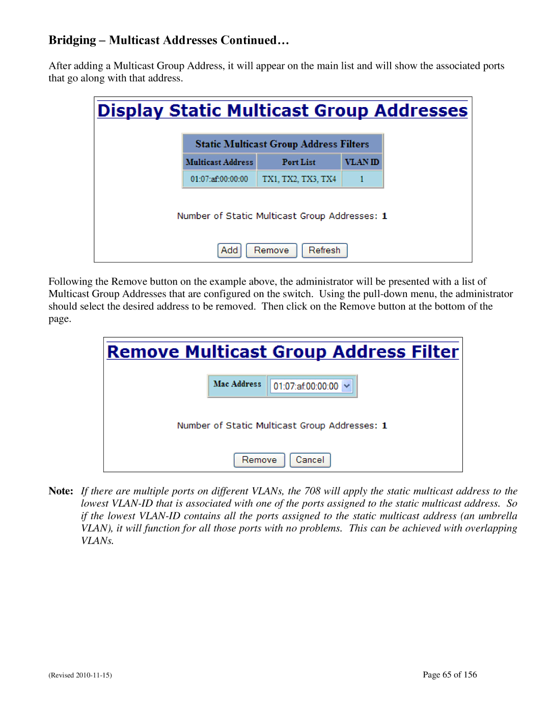 N-Tron 708M12 user manual Bridging Multicast Addresses … 