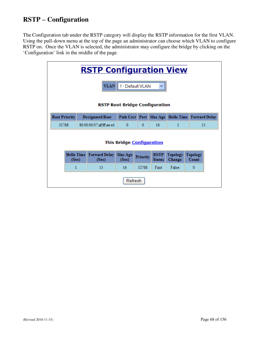 N-Tron 708M12 user manual Rstp Configuration 