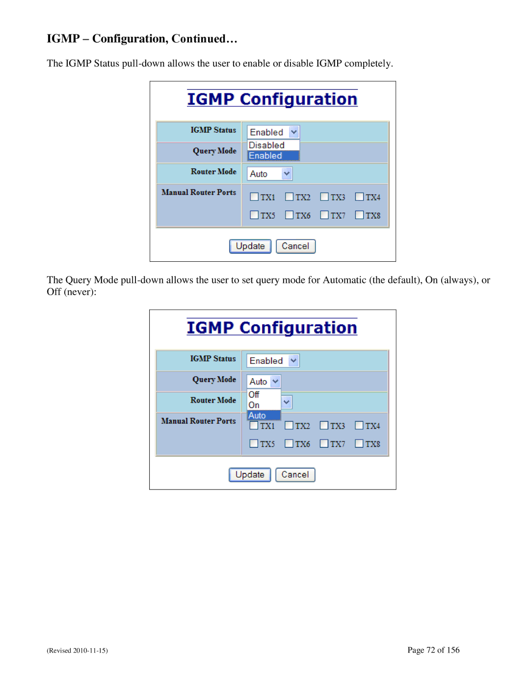 N-Tron 708M12 user manual Igmp Configuration, … 