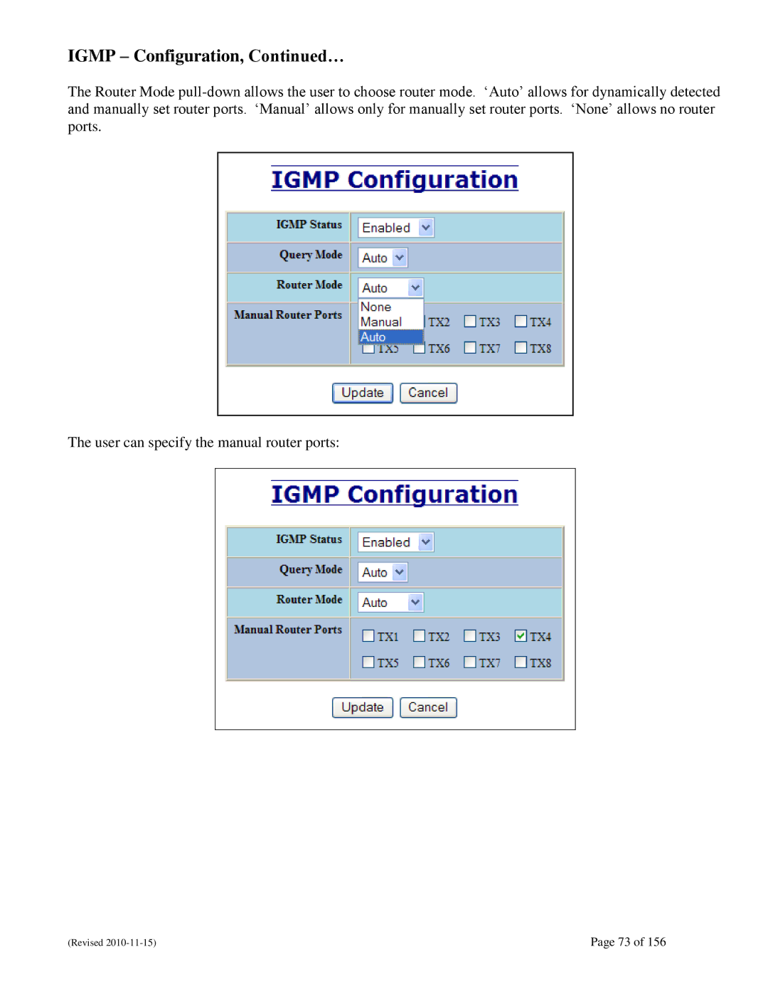 N-Tron 708M12 user manual Igmp Configuration, … 