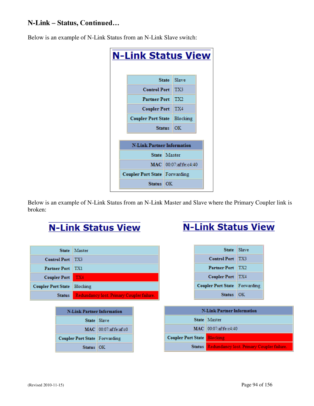 N-Tron 708M12 user manual Link Status, … 