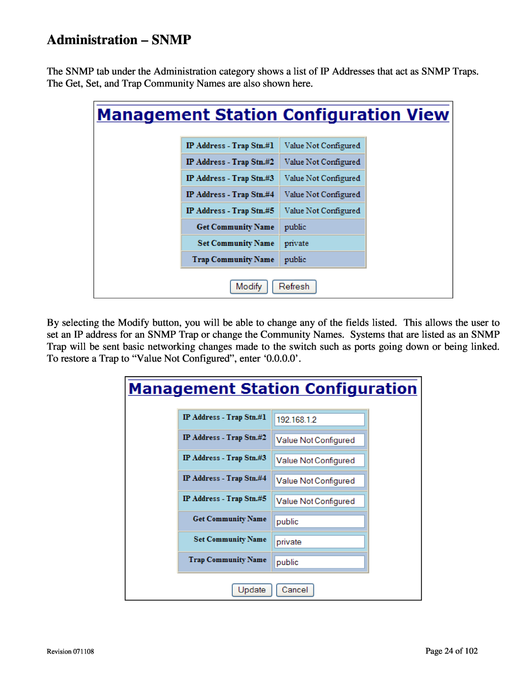 N-Tron 708M12 user manual Administration - SNMP, Page 24 of 