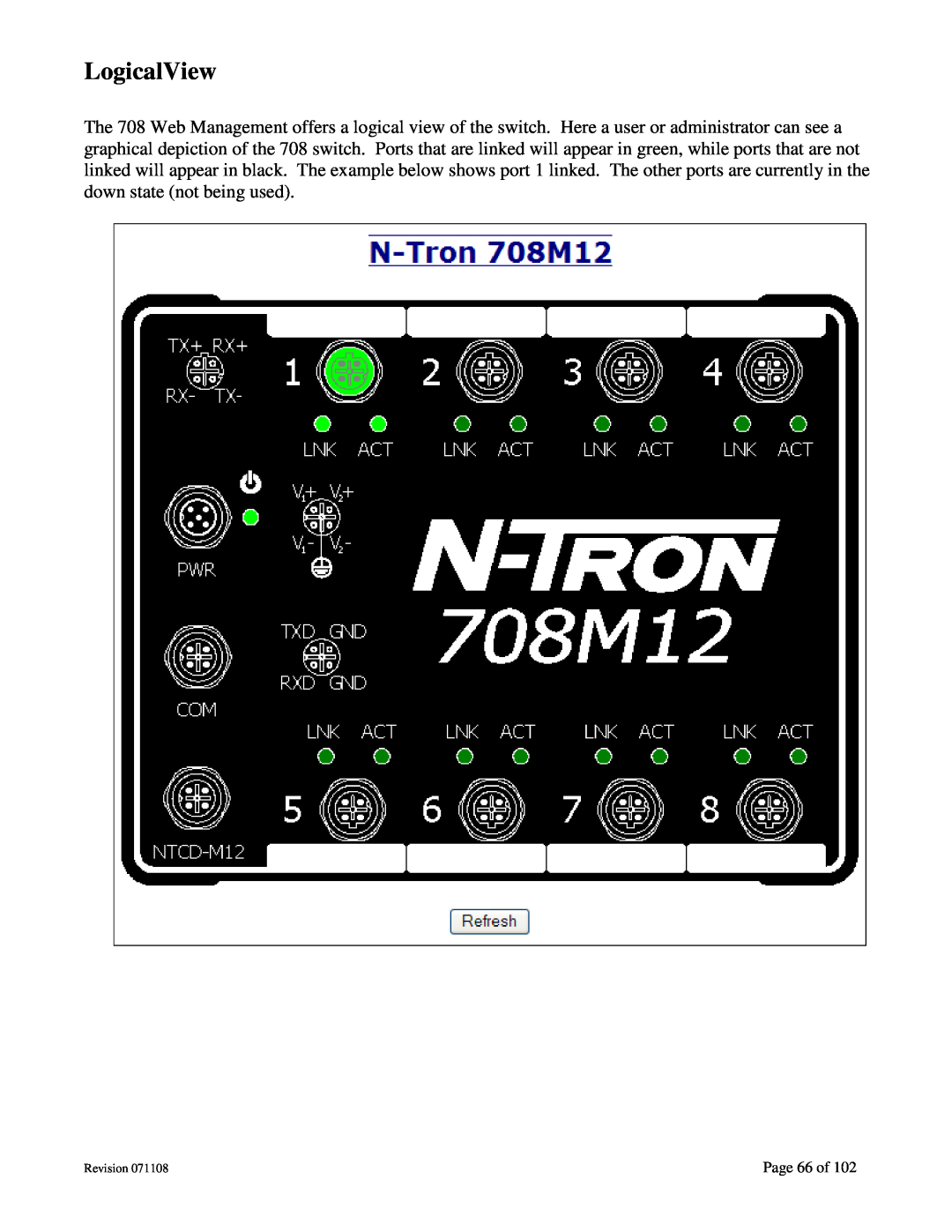N-Tron 708M12 user manual LogicalView, Page 66 of, Revision 