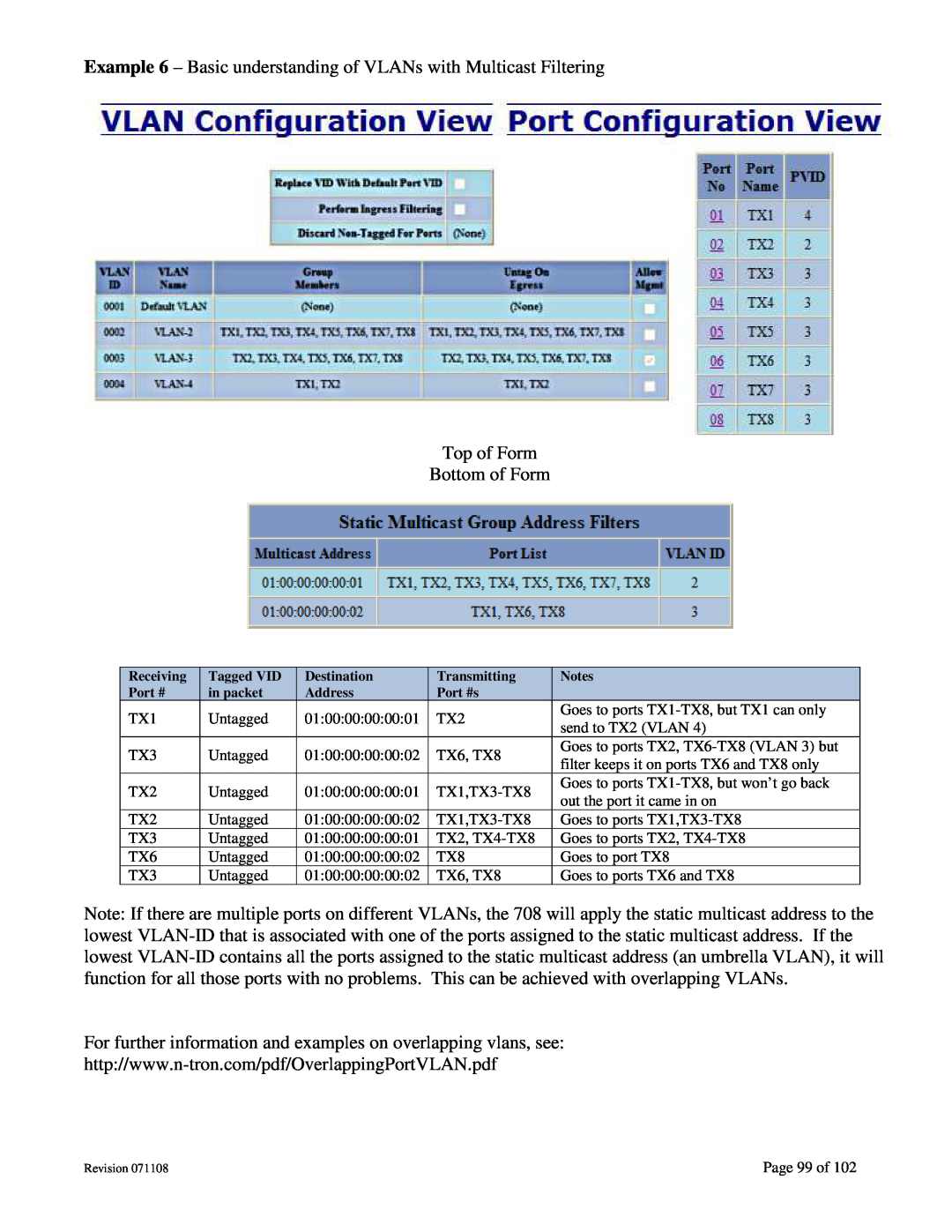 N-Tron 708M12 user manual Example 6 - Basic understanding of VLANs with Multicast Filt ering 