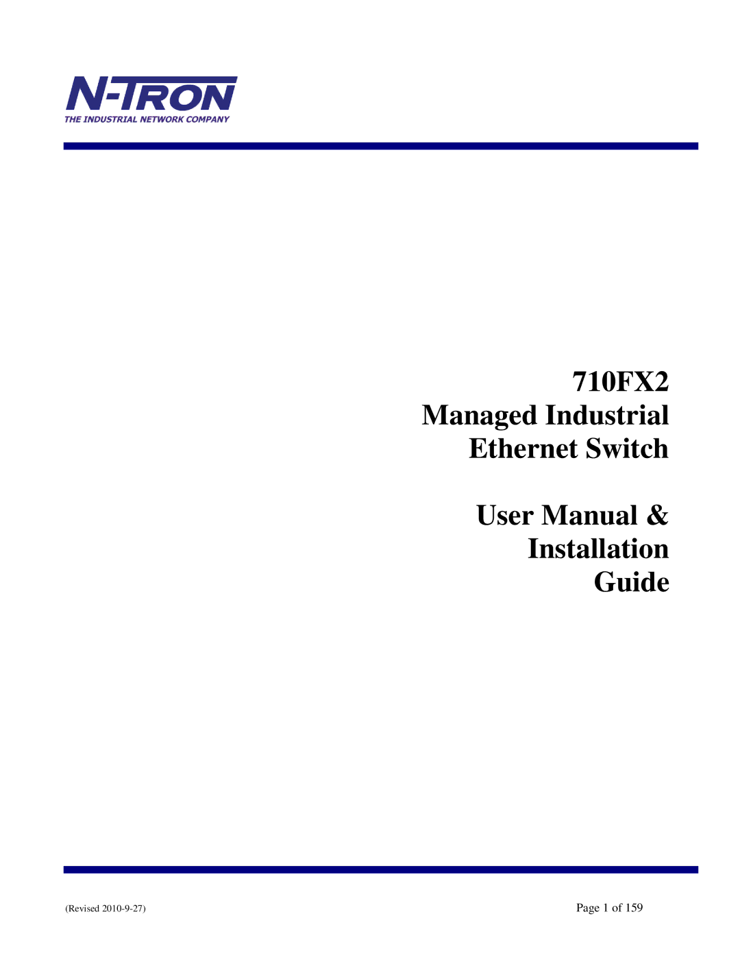 N-Tron user manual 710FX2 Managed Industrial Ethernet Switch Installation Guide 