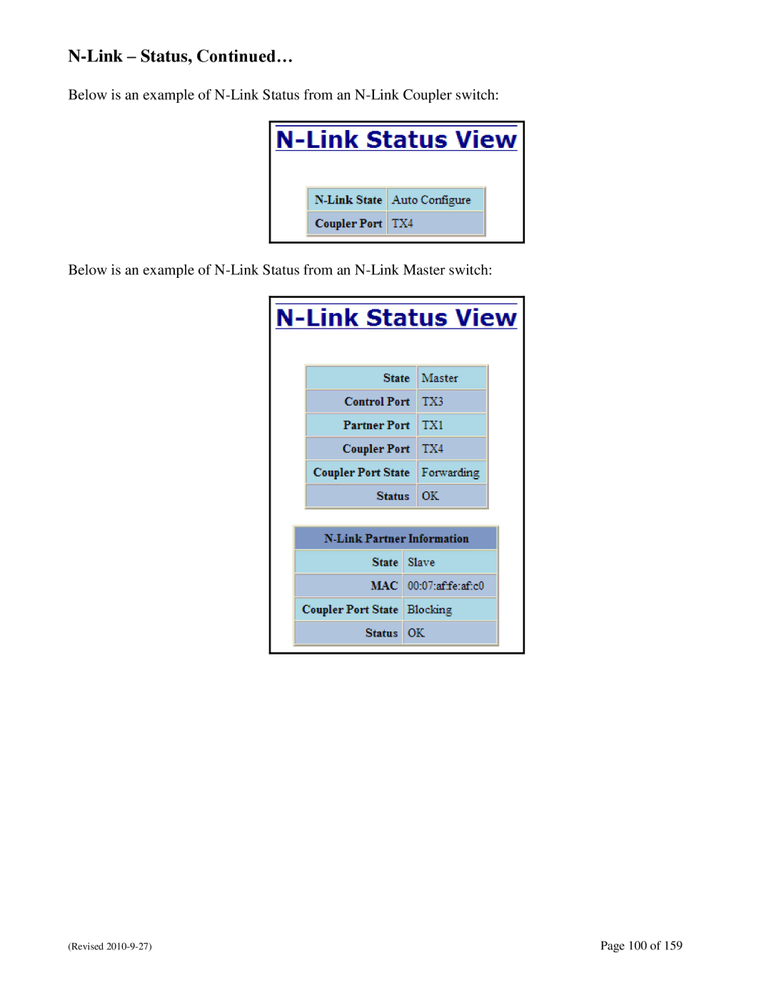 N-Tron 710FX2 user manual Link Status, … 