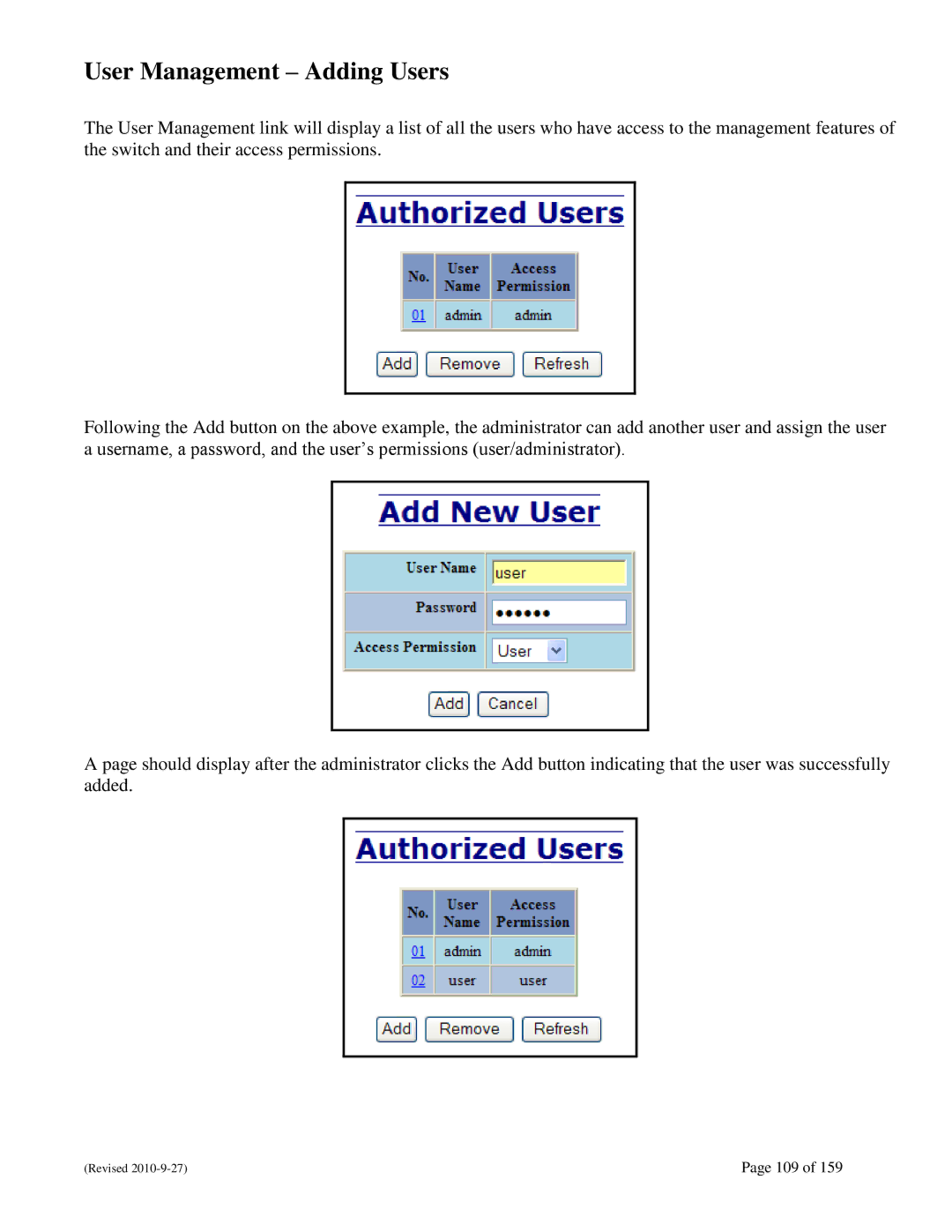 N-Tron 710FX2 user manual User Management Adding Users 