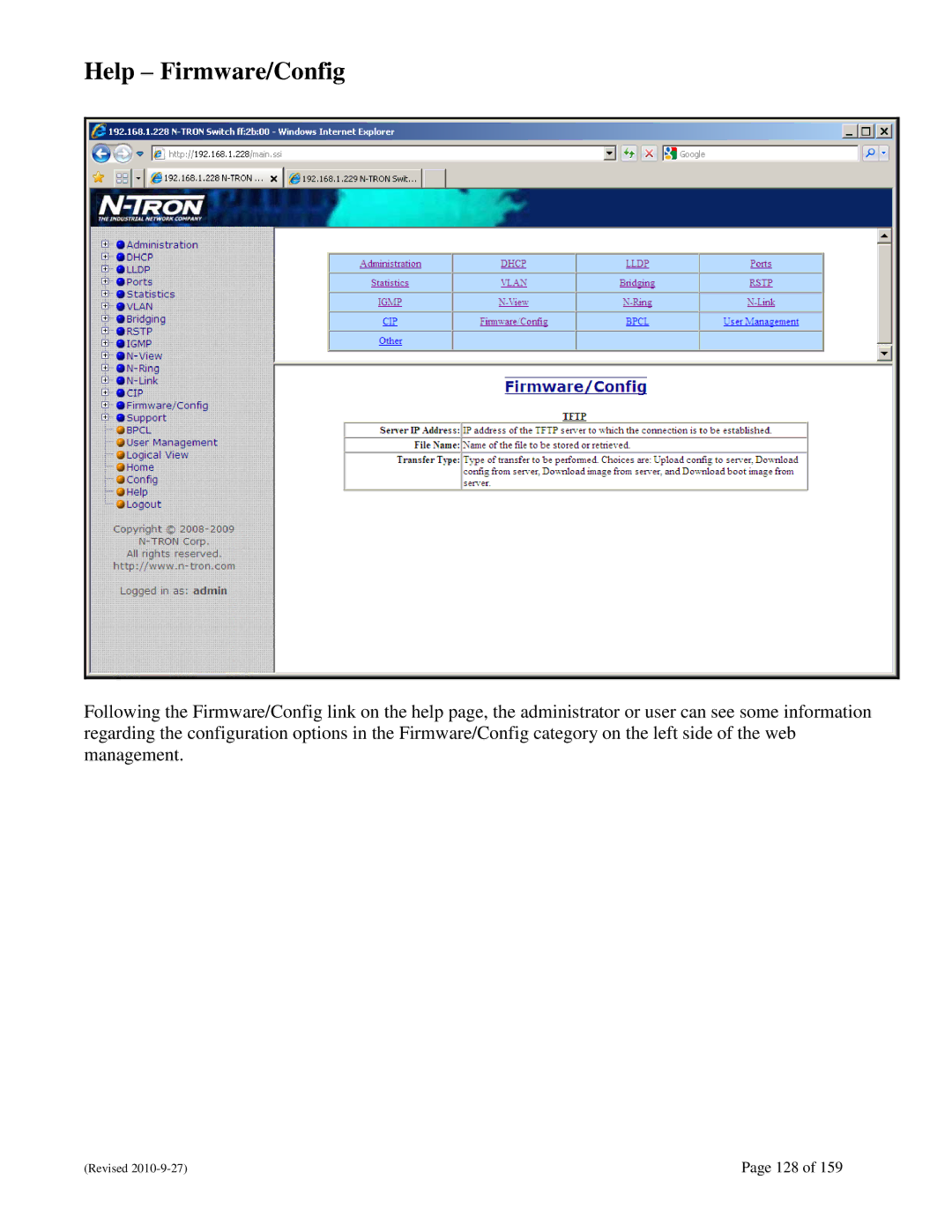 N-Tron 710FX2 user manual Help Firmware/Config 