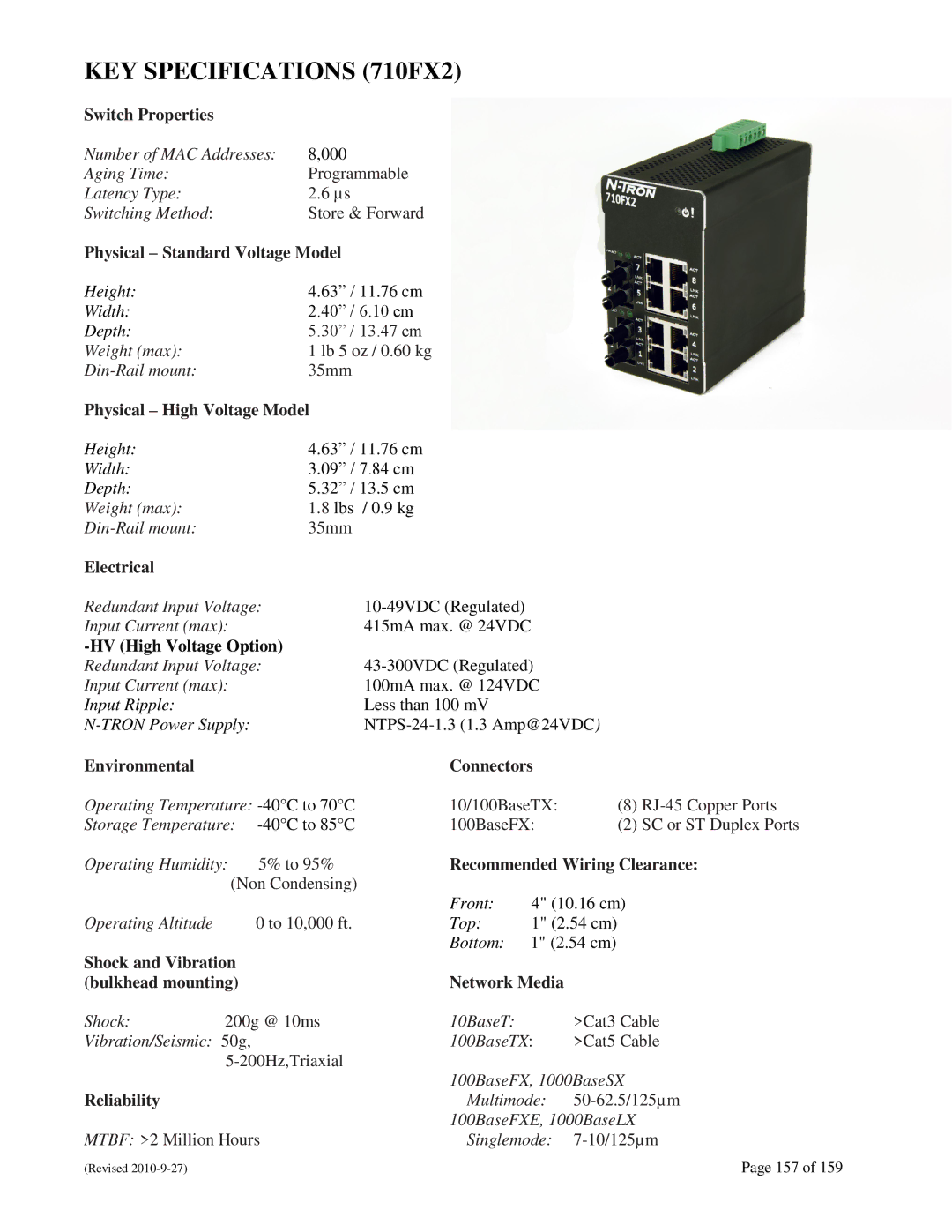 N-Tron user manual KEY Specifications 710FX2 