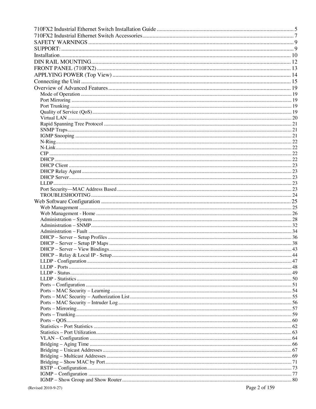 N-Tron user manual 710FX2 Industrial Ethernet Switch Installation Guide 