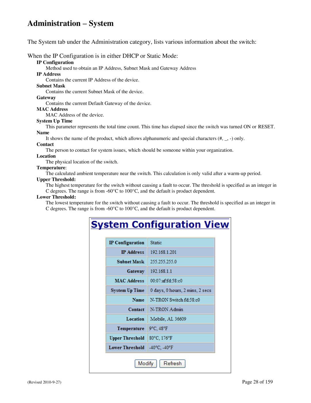 N-Tron 710FX2 user manual Administration System 