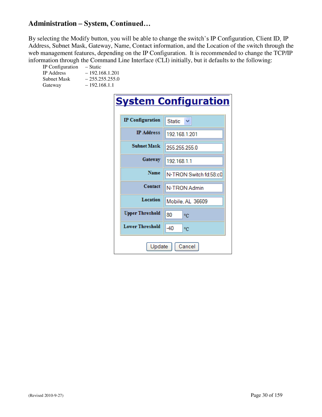 N-Tron 710FX2 user manual Administration System, … 