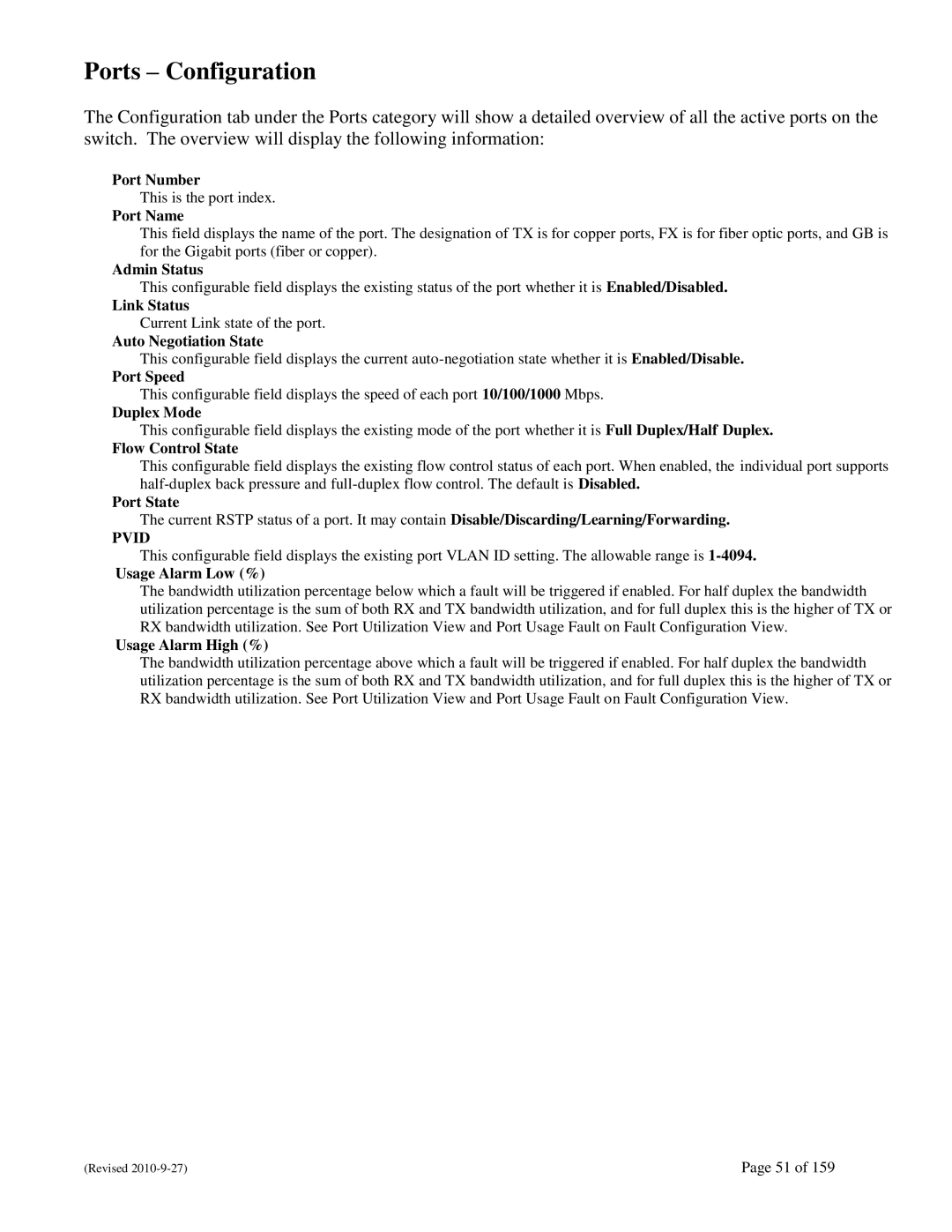 N-Tron 710FX2 user manual Ports Configuration 