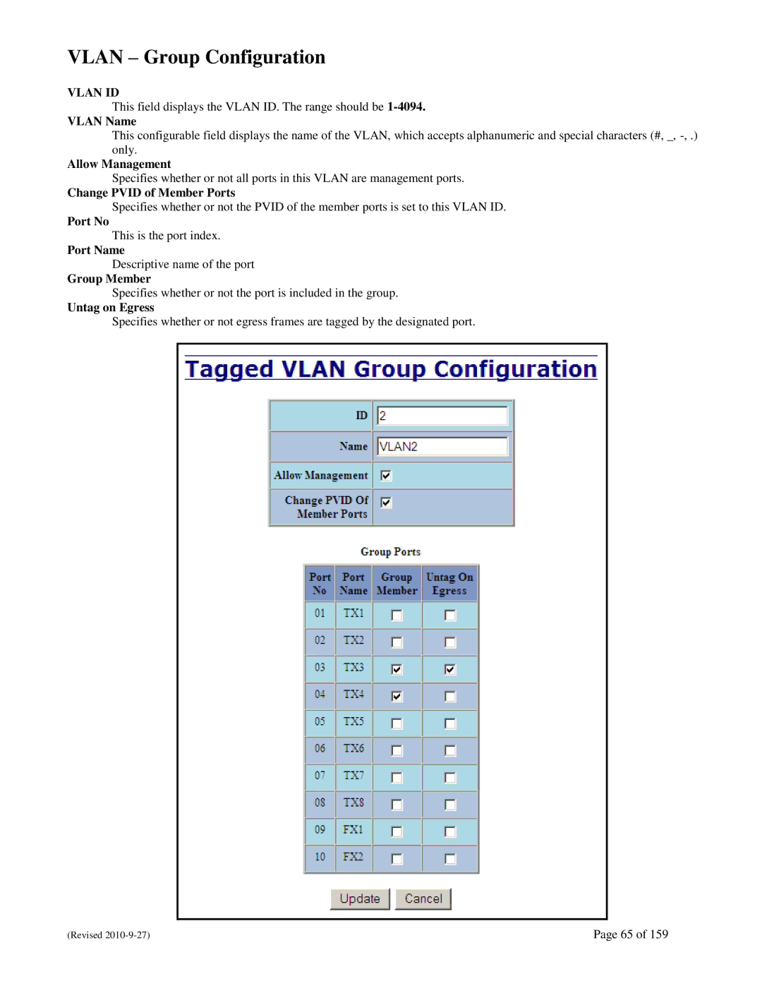 N-Tron 710FX2 user manual Vlan Group Configuration 