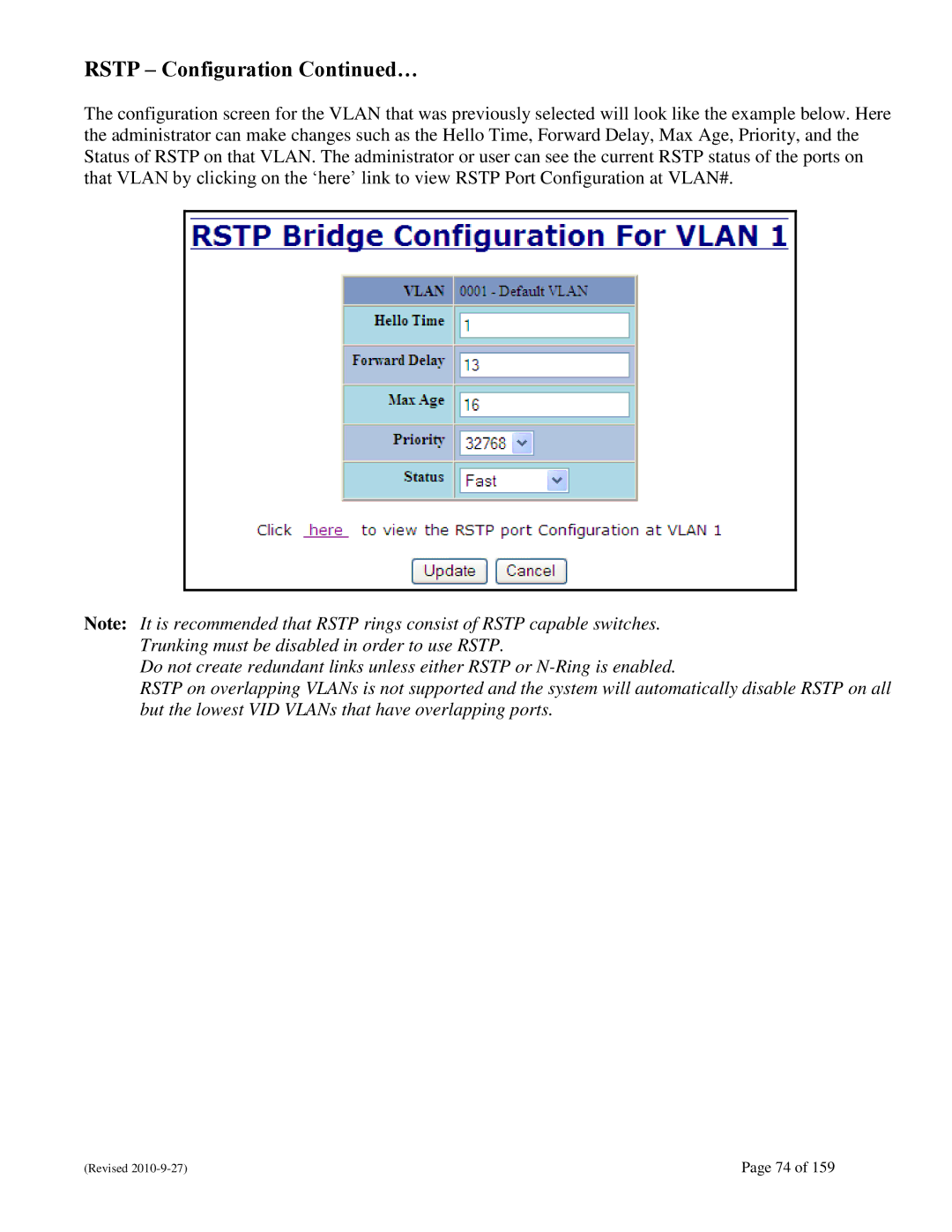 N-Tron 710FX2 user manual Rstp Configuration … 