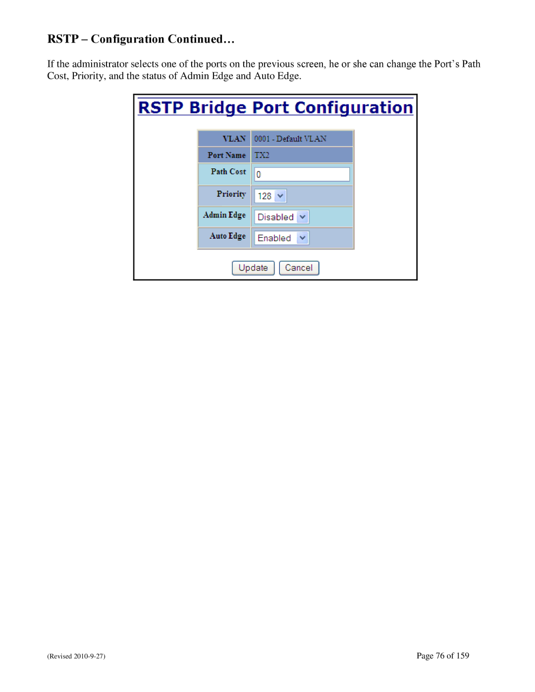 N-Tron 710FX2 user manual Rstp Configuration … 